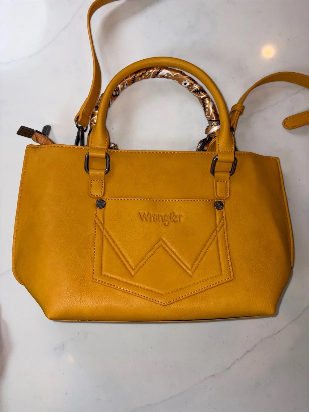 Wrangler Mustard Yellow Bandana-Trim Satchel